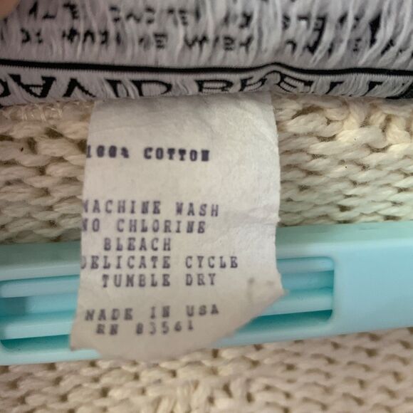 Vintage Womens Cardigan XL Ivory 70s 80s Long Sleeve V-Neck Textured David Brett - Picture 11 of 12